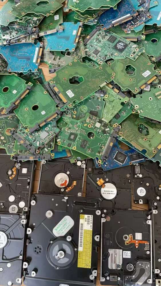Hard drive platters and boards from shredded drives
